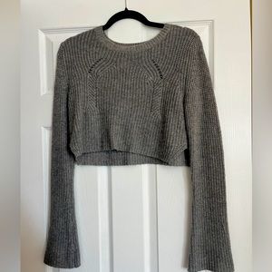 Cropped gray knit sweater. Size small